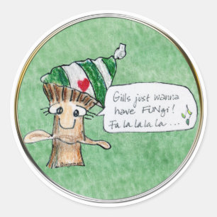 Adesivo Redondo Cogumelo alegre dos desenhos animados de ChrisMUSH