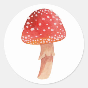 Adesivo Redondo Cogumelo Fofo da Floresta   Toadstool Vermelho Cot