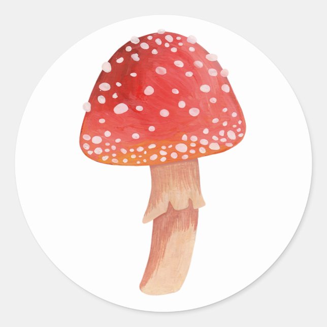 Adesivo Redondo Cogumelo Fofo da Floresta | Toadstool Vermelho Cot (Frente)