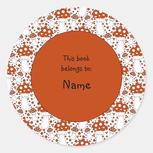 Adesivo Redondo cogumelo fofo e colorido (Frente)