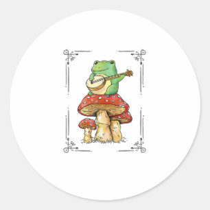 Adesivo Redondo Cogumelo Sapo Goblincore Micologia Desenho Artísti