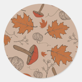 Adesivo Redondo Cogumelos de outono 