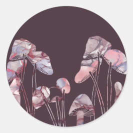 Adesivo Redondo Cogumelos de tinta púrpura