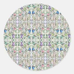 Adesivo Redondo Cogumelos e vinha