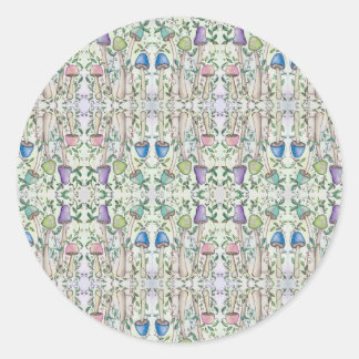 Adesivo Redondo Cogumelos e vinha