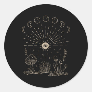 Adesivo Redondo Cogumelos Escuros Acadêmicos Cristais Estéticos Co