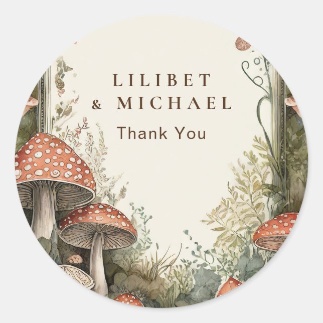 Adesivo Redondo Cogumelos FAIRYCORE Cogumelos Goblincore Favoritos (Frente)