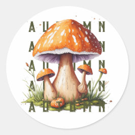 Adesivo Redondo Cogumelos na floresta do outono