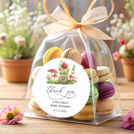 Adesivo Redondo Cogumelos Selvagens Chá de fraldas Favorecer Cláss