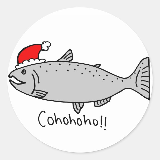 Adesivo Redondo Cohoho Christmas Salmon Doodle (Frente)