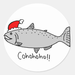 Adesivo Redondo Cohohoho Natal Salmon Doodle