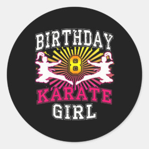 Adesivo Redondo Coisa da Garota do 8.º Aniversário - Karate 8 Anos