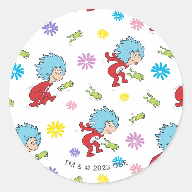 Adesivo Redondo Coisa Uma Coisa Dois Padrões De Coisas De Sapo Hop (Frente)