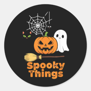 Adesivo Redondo Coisas Assustadoras Abóbora de Halloween Fofa Fant