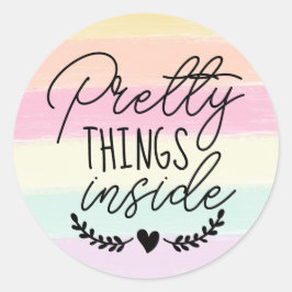 Adesivo Redondo Coisas bonito Dentro de Cores Arco-íris de Pastel