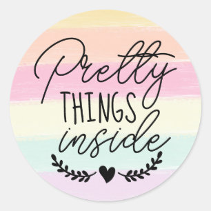 Adesivo Redondo Coisas bonito Dentro de Cores Arco-íris de Pastel