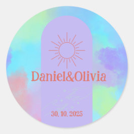 Adesivo Redondo Coisas de Casamento Suave Roxo Profundo