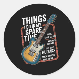 Adesivo Redondo Coisas de Guitarra que Faço no Meu Tempo Livre Div