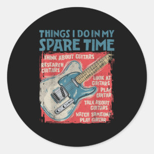Adesivo Redondo Coisas de Guitarra que Faço no Meu Tempo Livre Div