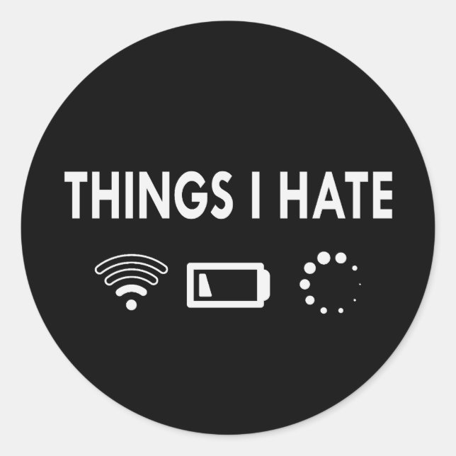 Adesivo Redondo Coisas que odeio (Frente)