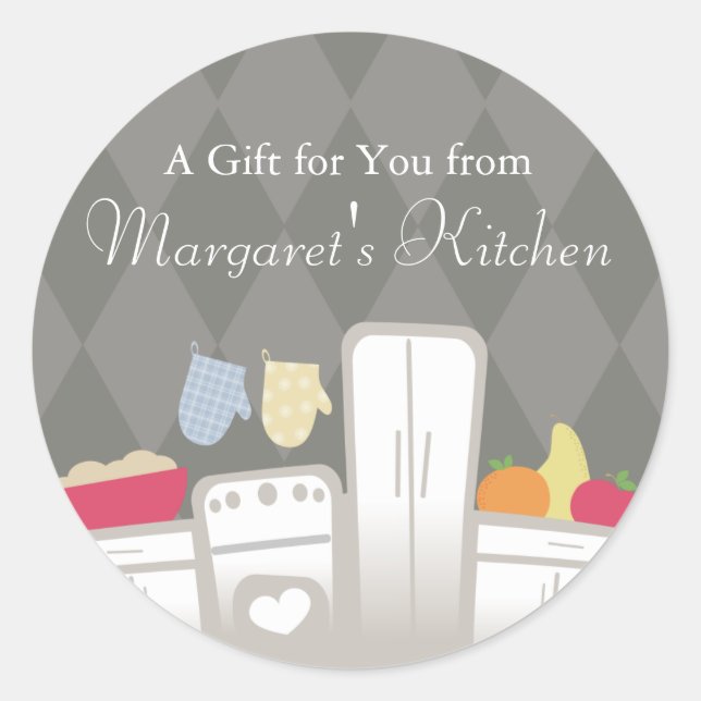 Adesivo Redondo cola de fruta de pastelaria branca... (Frente)