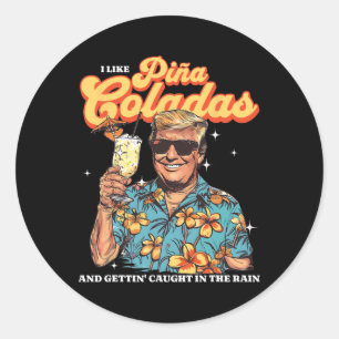 Adesivo Redondo Coladas Donald Trump Summer Vacation Hawaii Beach