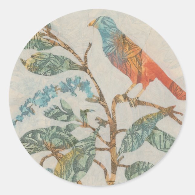 Adesivo Redondo Colagem Aviária II (Frente)