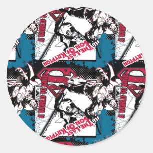 Adesivo Redondo Colagem Azul e Vermelha