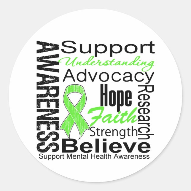 Adesivo Redondo Colagem - Consciência da Saúde Mental (Frente)