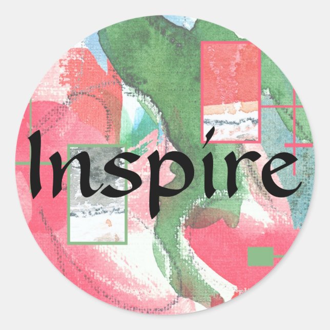 Adesivo Redondo Colagem de abstrato, mídia mista e aquarela 2 (Frente)