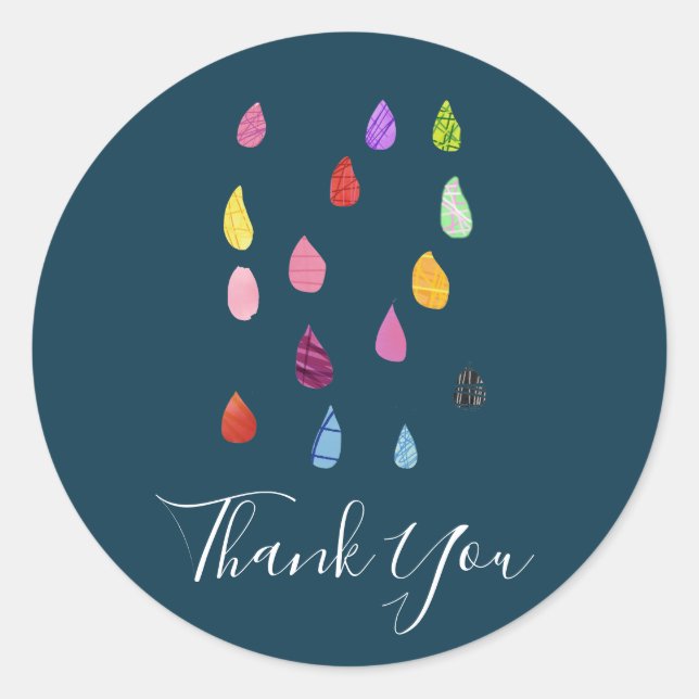 Adesivo Redondo Colagem de Artes de Chuva Belo Boho (Frente)