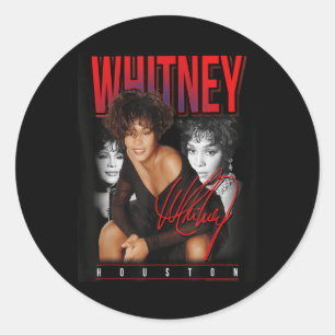 Adesivo Redondo Colagem de Fotos Retro Whitney Houston