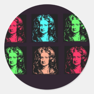 Adesivo Redondo Colagem de Isaac Newton