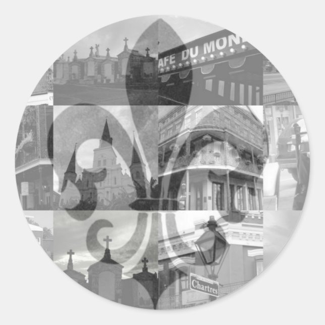 Adesivo Redondo Colagem de Nova Orleans [Stickers] (Frente)