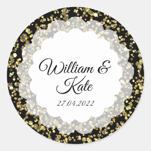 Adesivo Redondo Colagem de Pó Dourada (Frente)