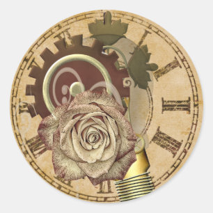 Adesivo Redondo Colagem de Relógio Vintage