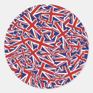 Adesivo Redondo Colagem de Union Jack