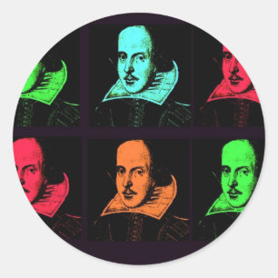 Adesivo Redondo Colagem de William Shakespeare