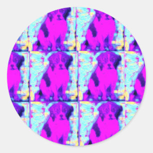 Adesivo Redondo colagem do cão do lebreiro