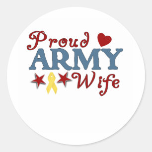 Adesivo Redondo Colagem orgulhosa da esposa do exército