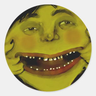 Adesivo Redondo colando para fora a bruxa da língua