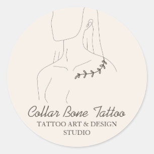 Adesivo Redondo Colar Colar Colar Colar Óssea Tatuagem de Salão