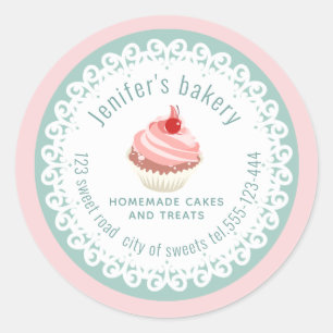 Adesivo Redondo Colar cupcakes caseiros e guloseimas