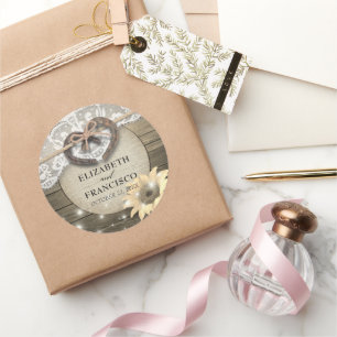 Adesivo Redondo Colar em ferradura, Colar do Coração, Chá de casam