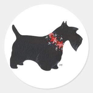 Adesivo Redondo Colar preto do feriado de Terrier do Scottish