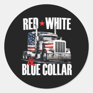 Adesivo Redondo Colarinho Vermelho Branco E Azul Patriota Caminhon