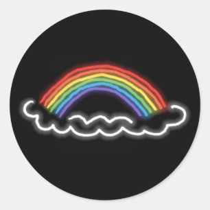 Adesivo Redondo Colas redondas Neon Rainbows (Preto)