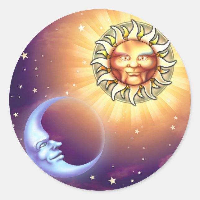 Adesivo Redondo Colas Sun e Moon Faces (Frente)