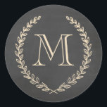 Adesivo Redondo Colchetes de estilo Monograma<br><div class="desc">Design de monograma no estilo do quadro de marfim por Shelby Allison.</div>