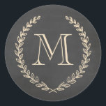 Adesivo Redondo Colchetes de estilo Monograma<br><div class="desc">Design de monograma no estilo do quadro de marfim por Shelby Allison.</div>